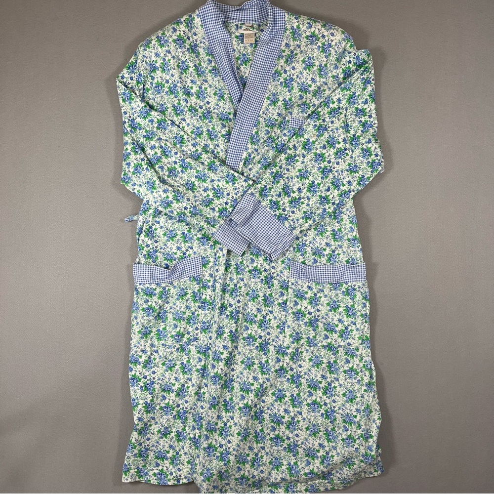 🪻90s Victoria’s Secret Gold Label Floral Cotton Robe M/L Cottagecore Tradwife - Picture 3 of 12